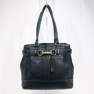 Coach Large Black Pebble Leather Hamptons Satchel